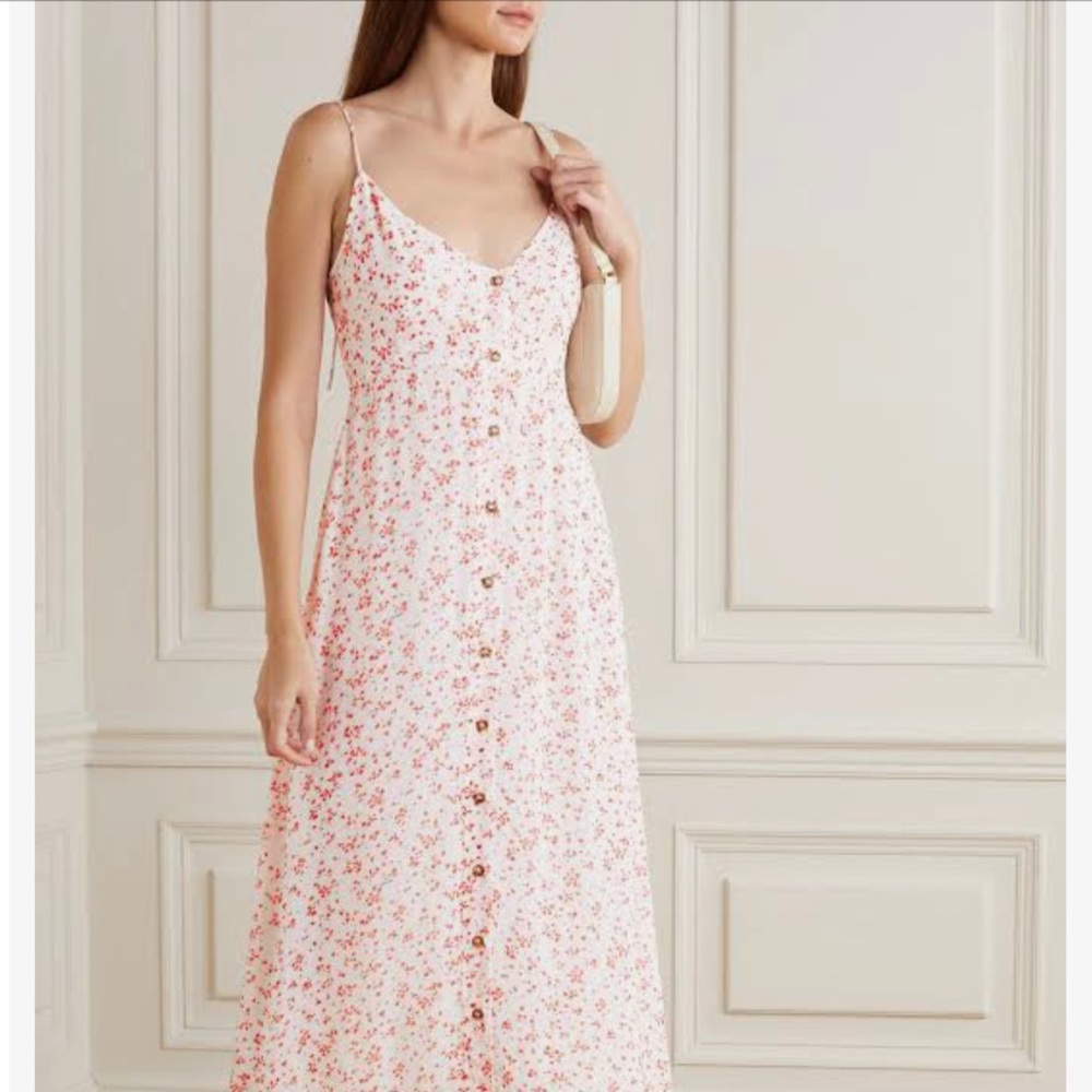 Ganni pink floral button down slip dress Size 4/6